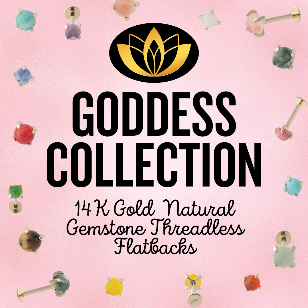 Goddess collection - 14k Gold Gemstone Flatbacks