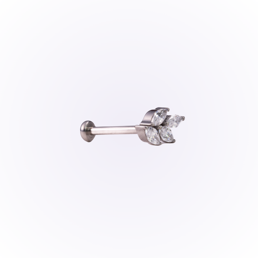 Peace – Leaf Marquise Cubic Zirconia Threadless Flat Back Stud