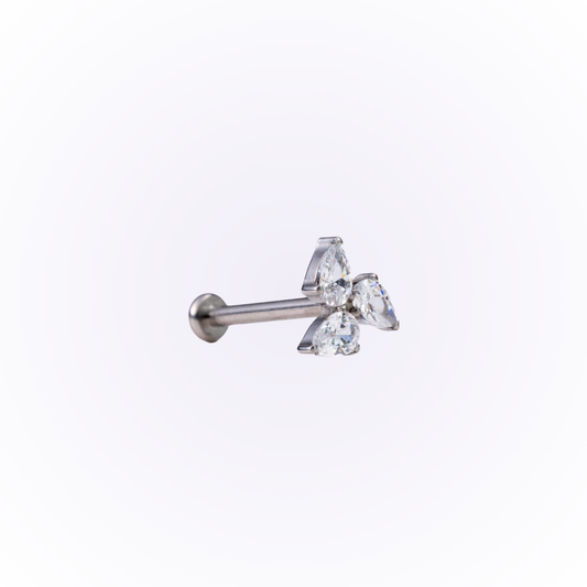 Gale – Pinwheel Pear Cubic Zirconia Threadless Flat Back Stud