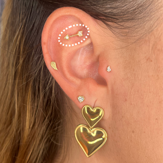 Cupid’s Arrow – Arrow Cluster Cubic Zirconia Threadless Flat Back Stud