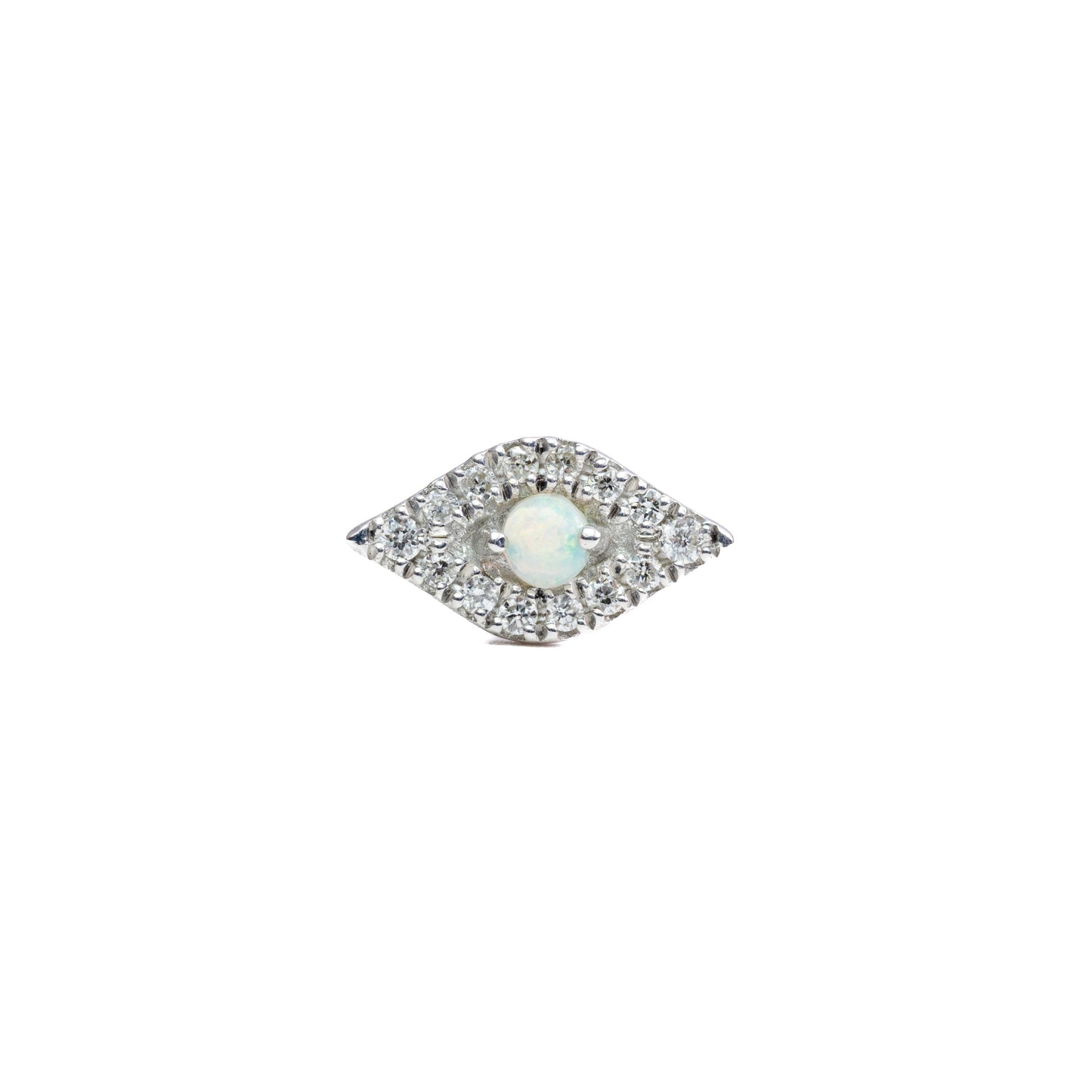 Beware in White Gold - Diamond Threaded Flatback Stud