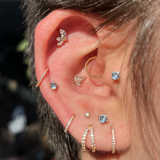 Gilded Petals – Marquise Curve Cubic Zirconia Threadless Flat Back Stud
