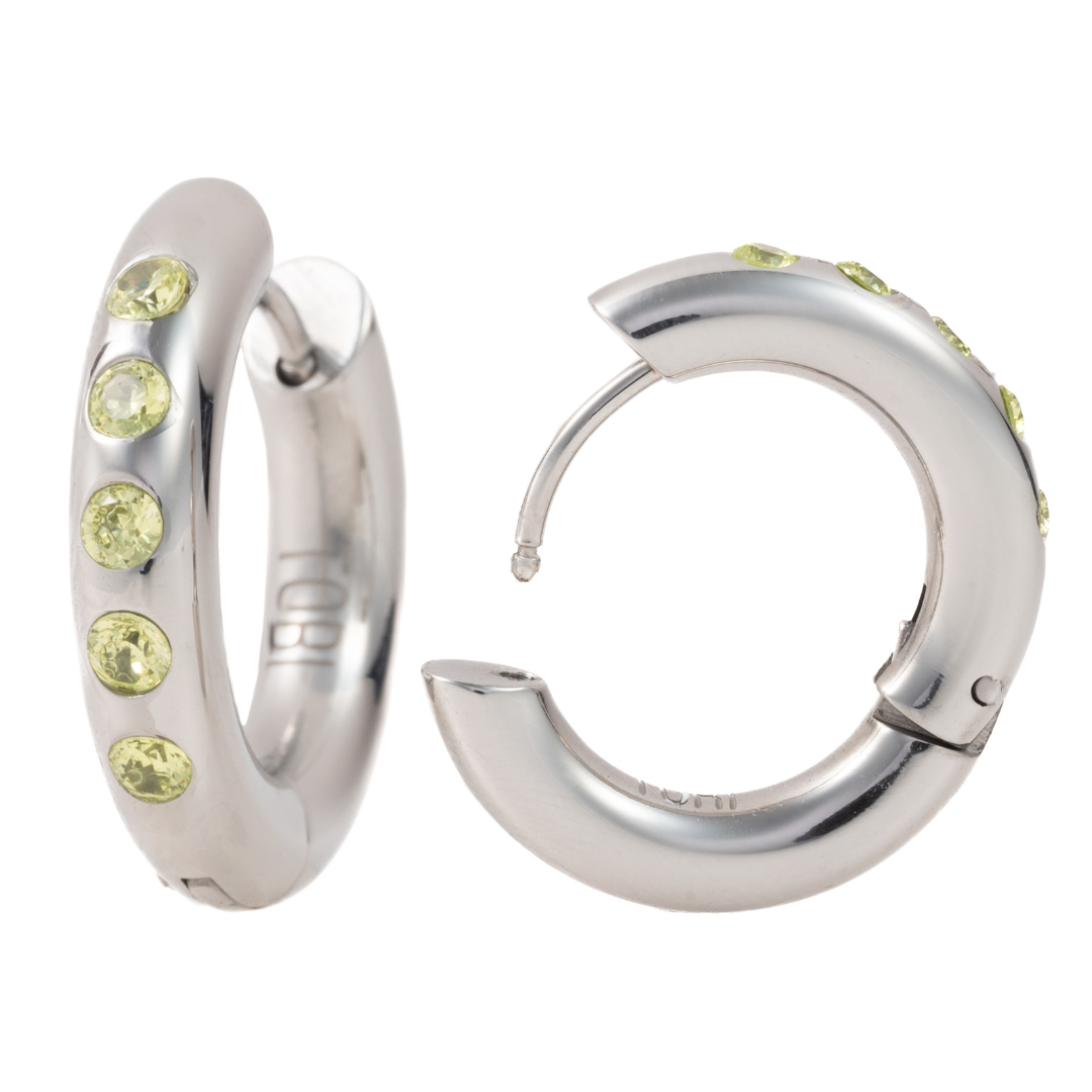 "Ana Maria" Light Green in Stainless Steel – Sold as a Pair or Individually
