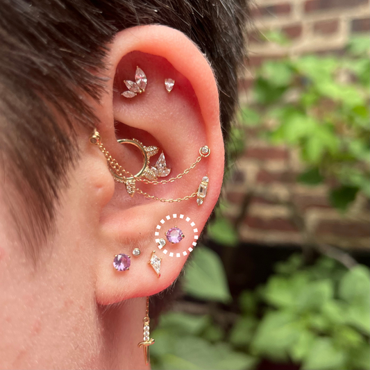 June – Alexandrite Prong Set Threadless Flat Back Stud