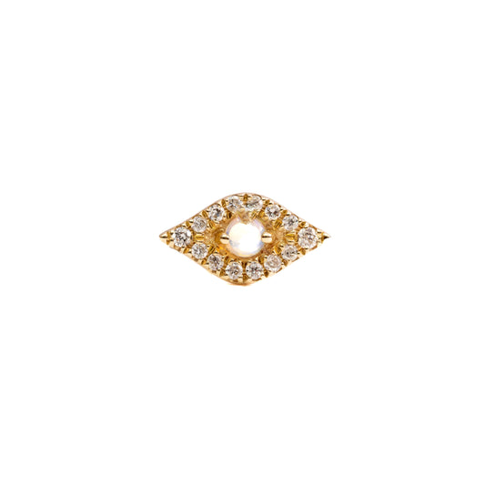 Beware in Yellow Gold - Diamond Threaded Flatback Stud
