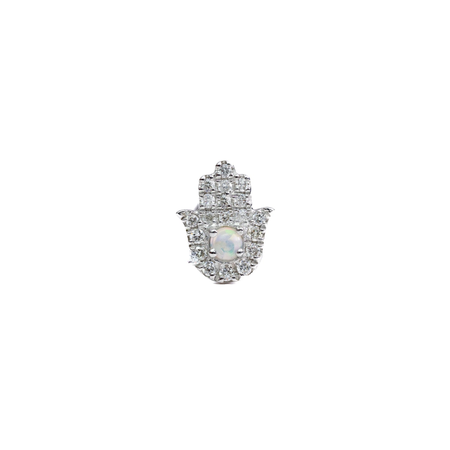 Protection in White Gold - Diamond Threaded Flatback Stud