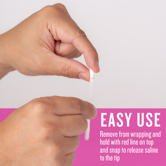 Hisopos de algodón con solución salina para perforación de orejas Tori