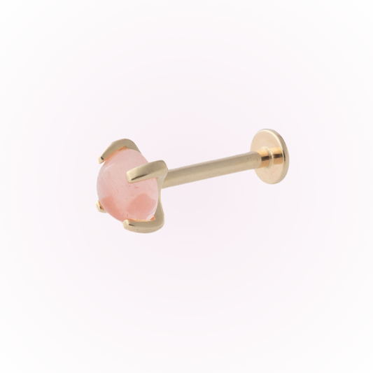 Pendiente individual de cuarzo cereza (14k)