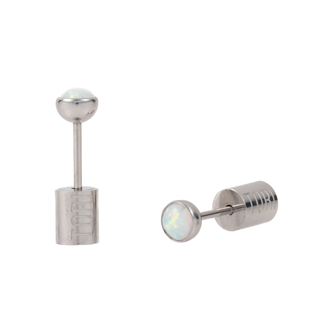 "Mikaela" Opal in Stainless Steel – Sold as a Pair or Individually