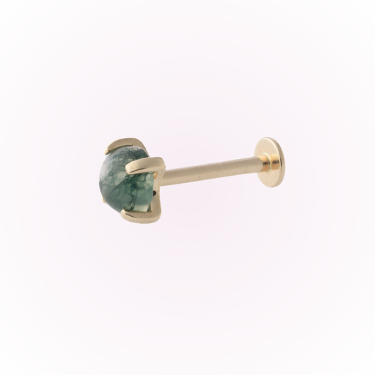 Moss Agate (14k Gold) - Single Earring