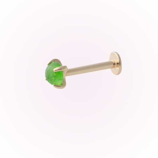 Pendiente individual de ágata verde (14k)