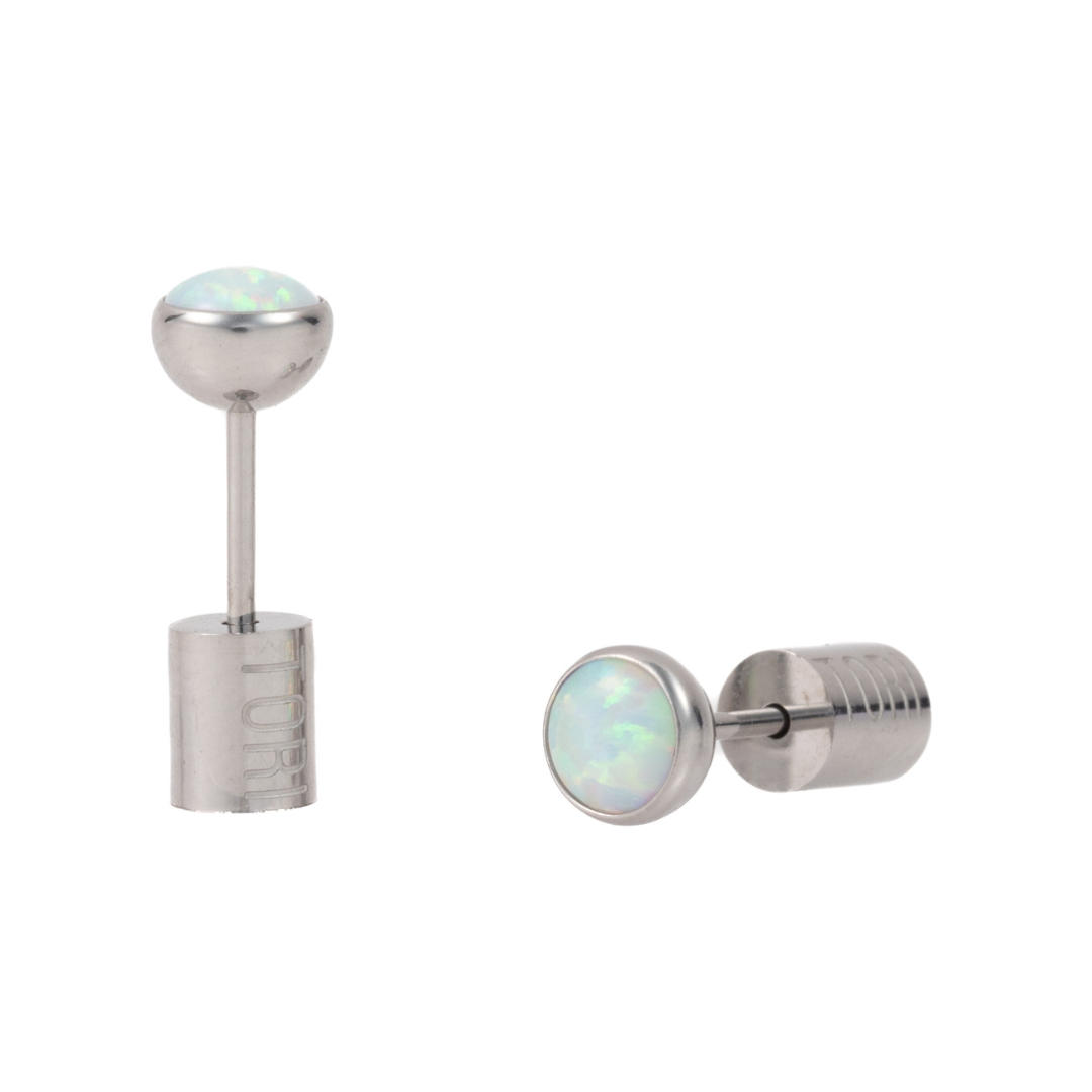 "Mikaela" Opal in Stainless Steel – Sold as a Pair or Individually