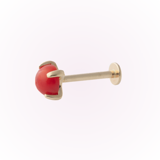 Coral rojo (14k) - Pendiente individual