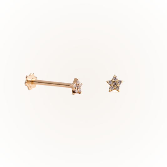 Guidance in Yellow Gold - Diamond Threaded Flatback Stud