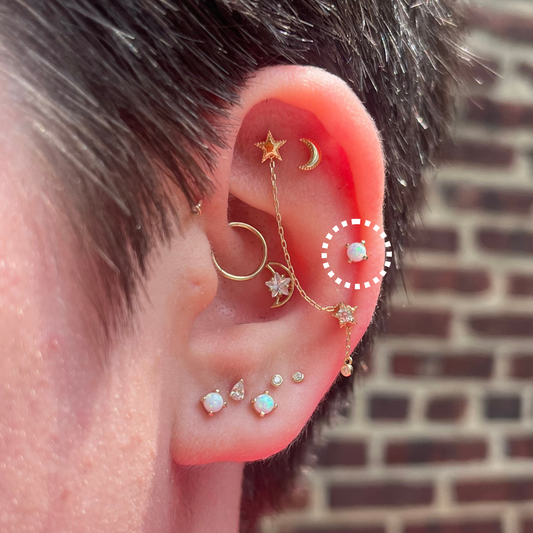 October – White Opal Prong Set Threadless Flat Back Stud