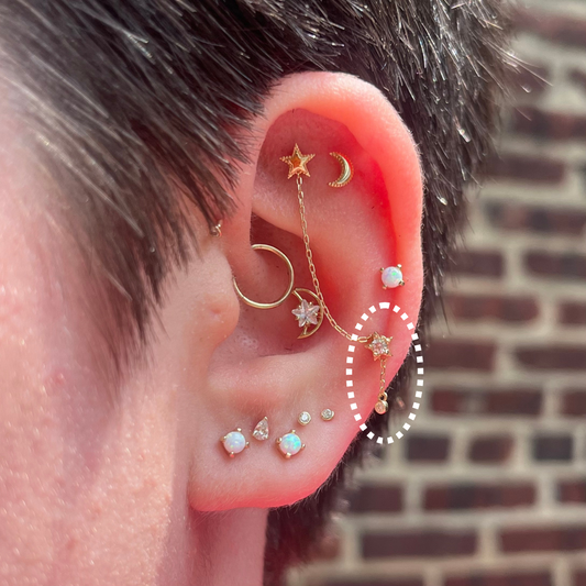 Starfall – Star Drop Cubic Zirconia Threadless Flat Back Stud
