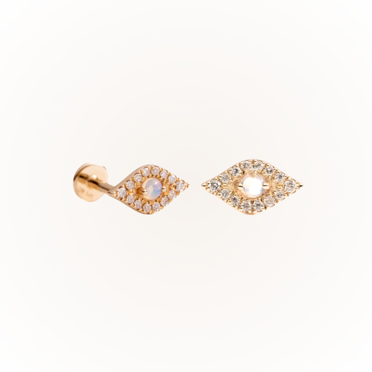 Beware in Yellow Gold - Diamond Threaded Flatback Stud
