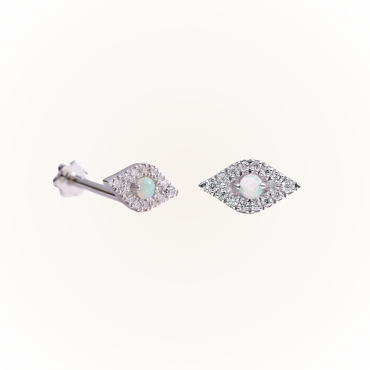 Beware in White Gold - Diamond Threaded Flatback Stud