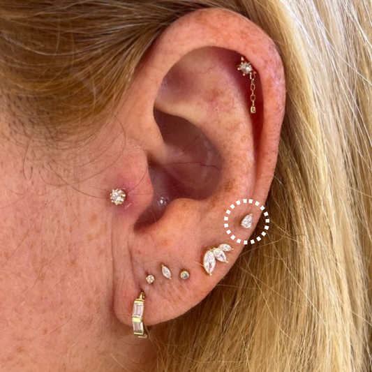 Opulent Tears – Pear Cut Cubic Zirconia Threadless Flat Back Stud
