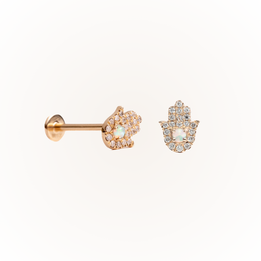 Protection in Yellow Gold - Diamond Threaded Flatback Stud