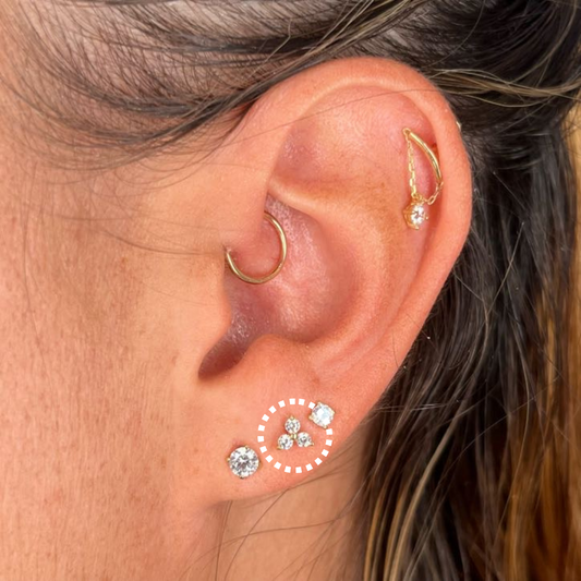 Divine Trinity – Prong Set Trinity Cubic Zirconia Threadless Flat Back Stud