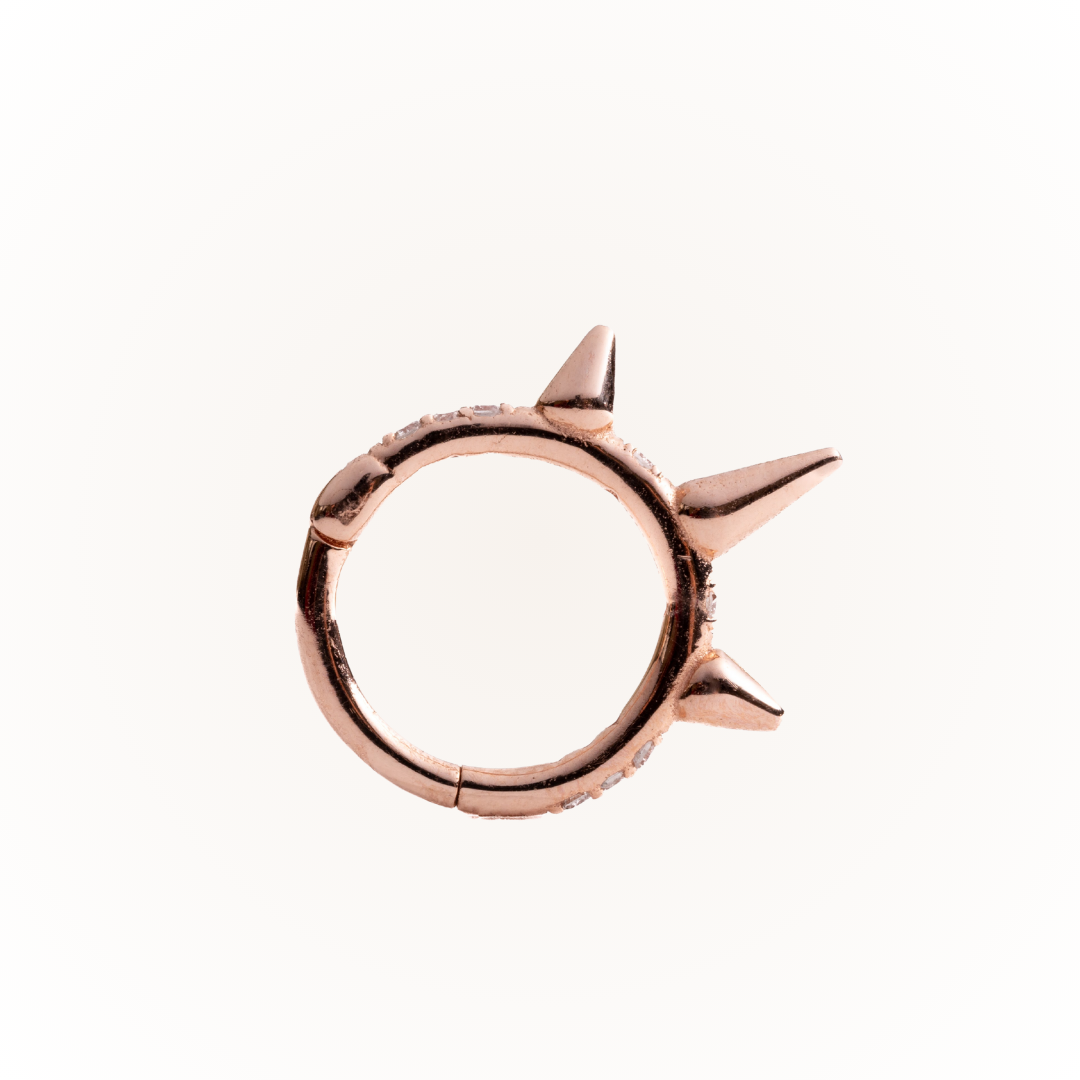 Briar en oro rosa - Aro articulado sin costuras con diamantes
