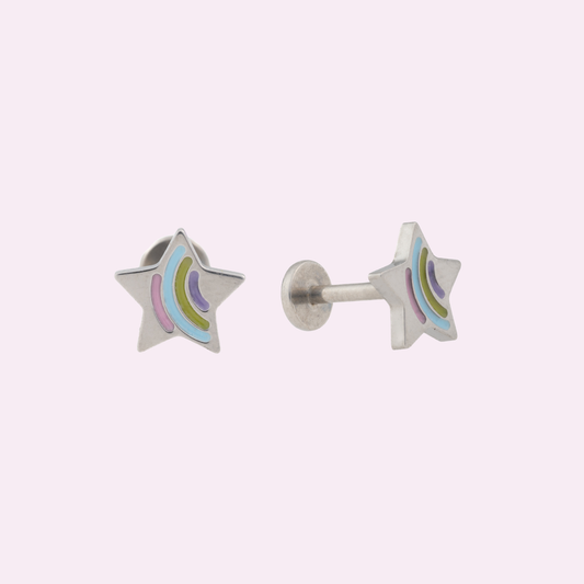Wishing Star - Threadless Flat Back Stud