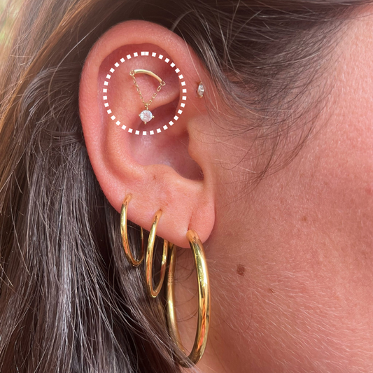 North Star – Chain Drop Cubic Zirconia Threadless Flat Back Stud