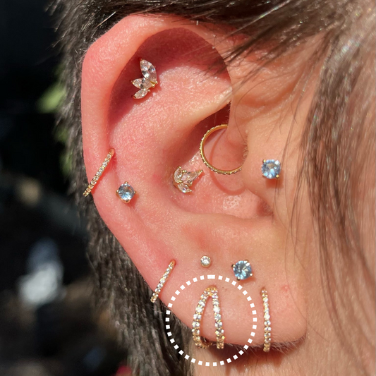 Gemini – Double Hoop Illusion Cubic Zirconia Seamless Hinged Hoop