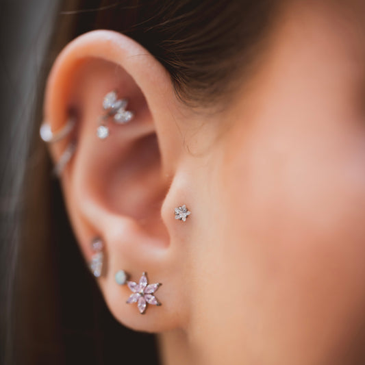 Quartz – Star Cut Cubic Zirconia Threadless Flat Back Stud