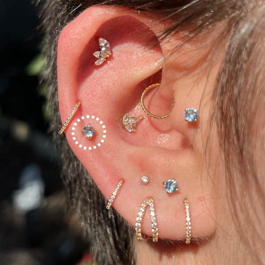 September – Sapphire Prong Set Threadless Flat Back Stud