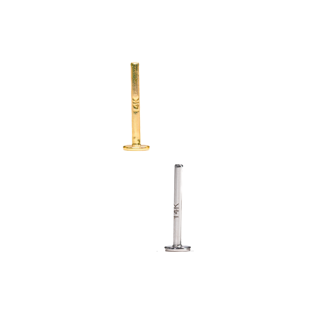 18G Threadless 14k Flatback Post- Single