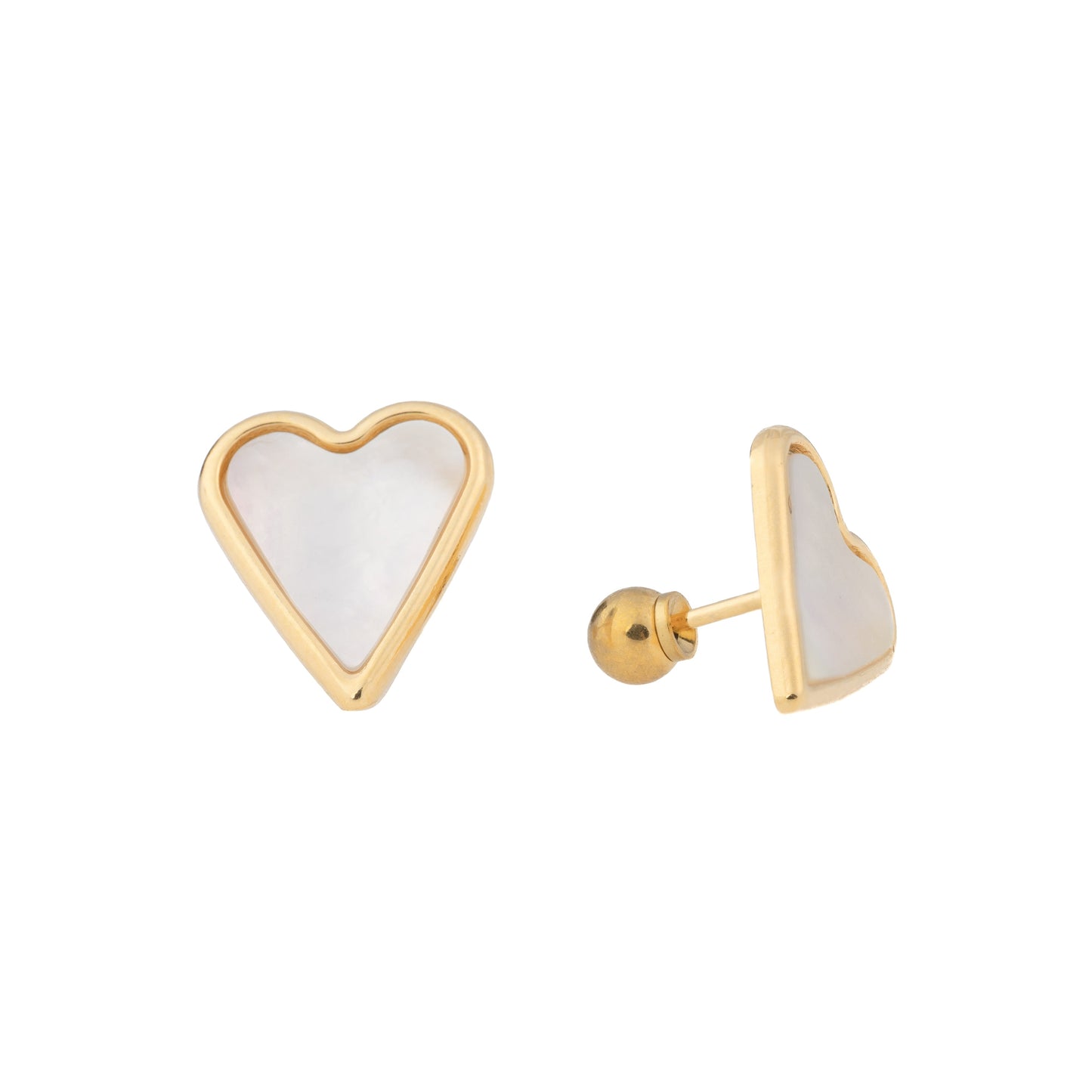 "Ethereal Heart" – Gold-Plated Abalone Heart Stud