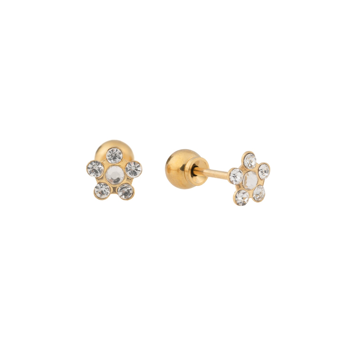 Classic Daisy – Gold Plated Stainless Steel CZ Stud