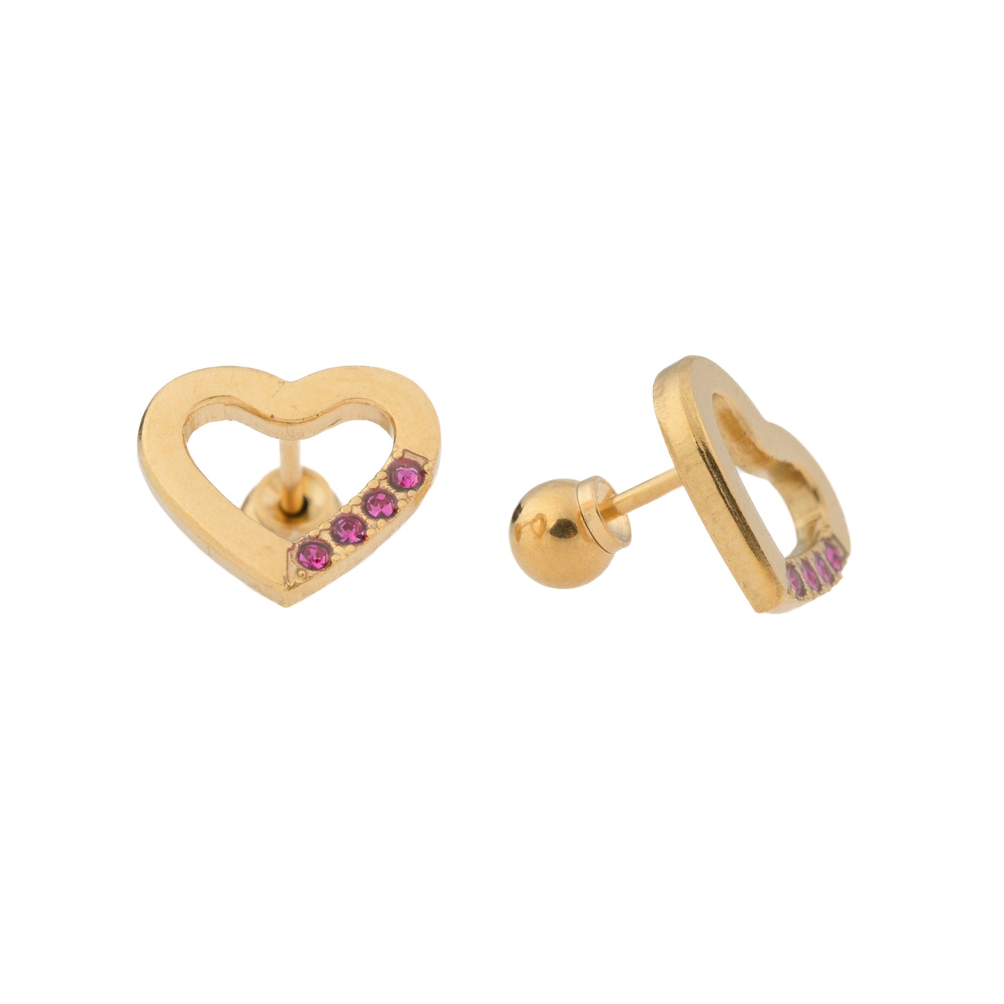 Sweetheart Glow – Gold Plated Stainless Steel Heart Outline Stud