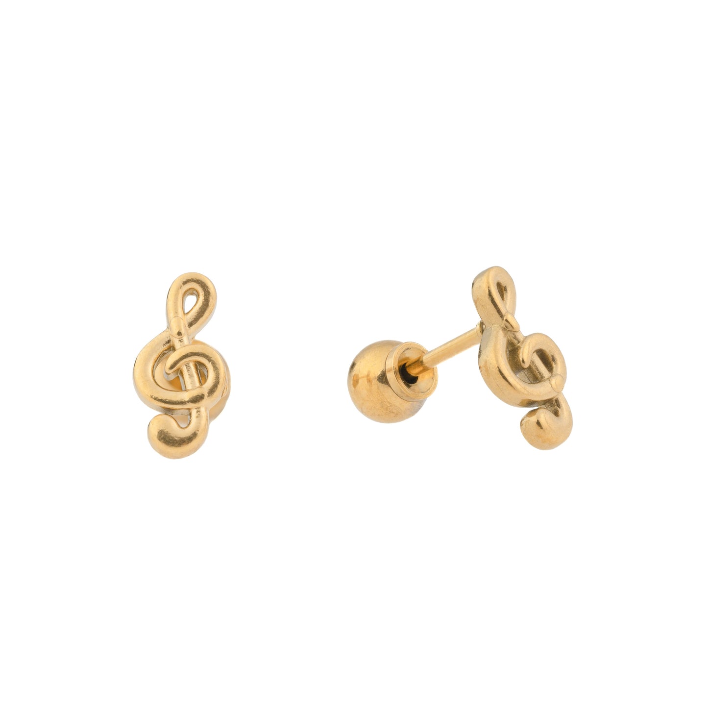 "Melody" – 9mm Gold-Plated Treble Clef Stud