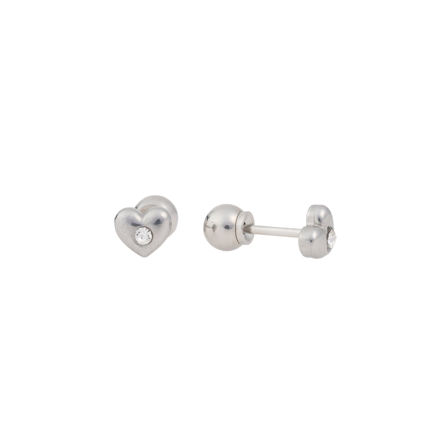 "Sweetheart Spark" – Stainless Steel Heart & CZ Stud