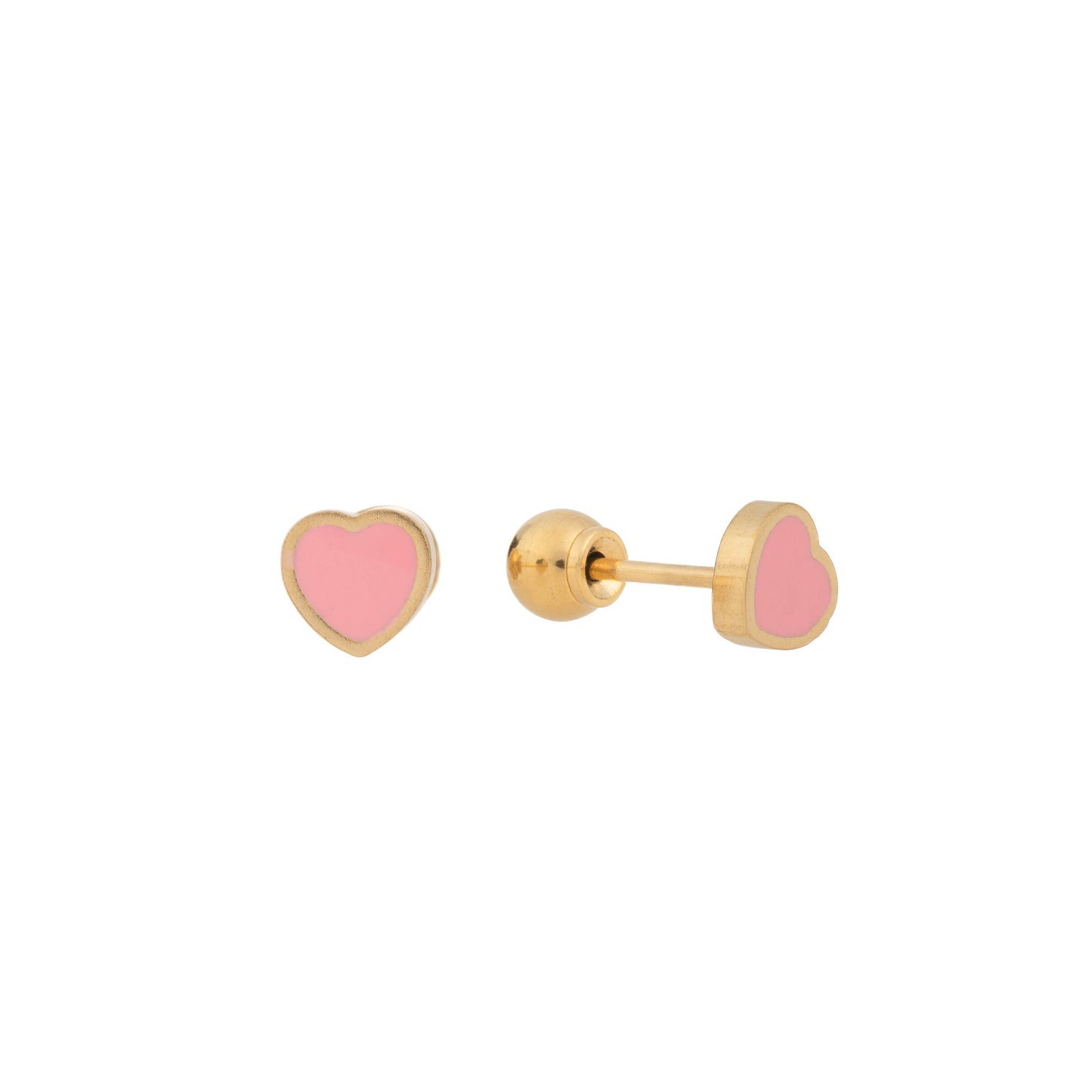 Pink Bliss – Gold Plated Stainless Steel Enamel Heart Stud