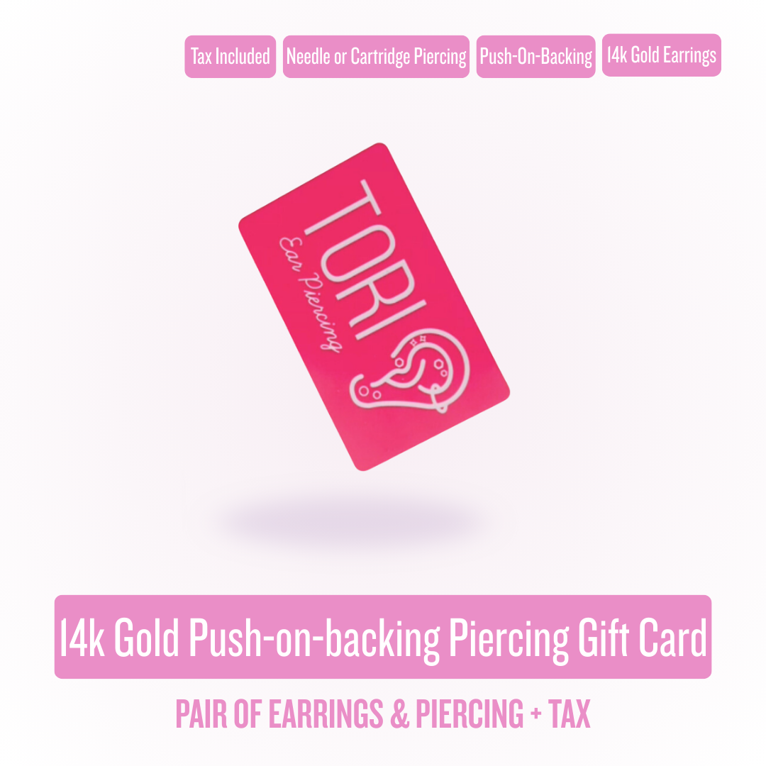 Digital Gift Card for 14k Gold Push-on-backing Piercing — Pair of Earrings + Tax