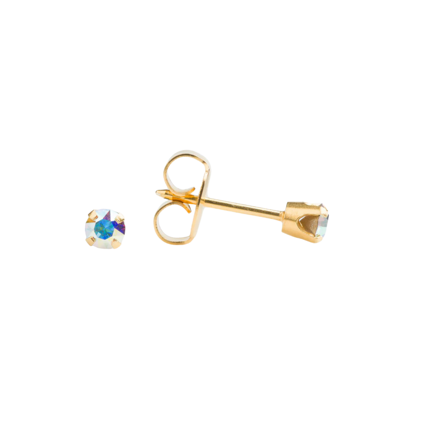 Yellow Gold Prong Set 3mm April AB Crystal