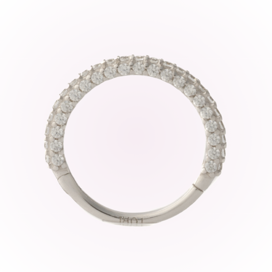 Venus (In White Gold) – Triple Row Cubic Zirconia Seamless Hinged Hoop