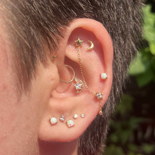 Celestial – Solid Moon Threadless Flat Back Stud