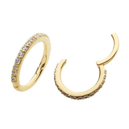 Brilliance In Yellow Gold - Seamless hinged Hoop
