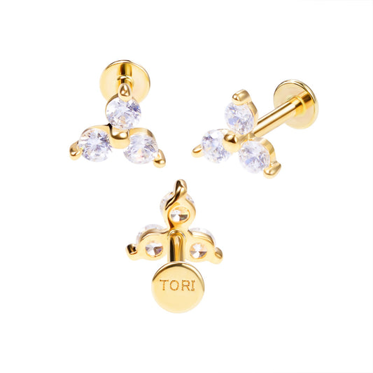 Divine Trinity - Threadless Flatback Stud