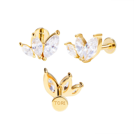 Gilded Petals - Threadless Flatback Stud
