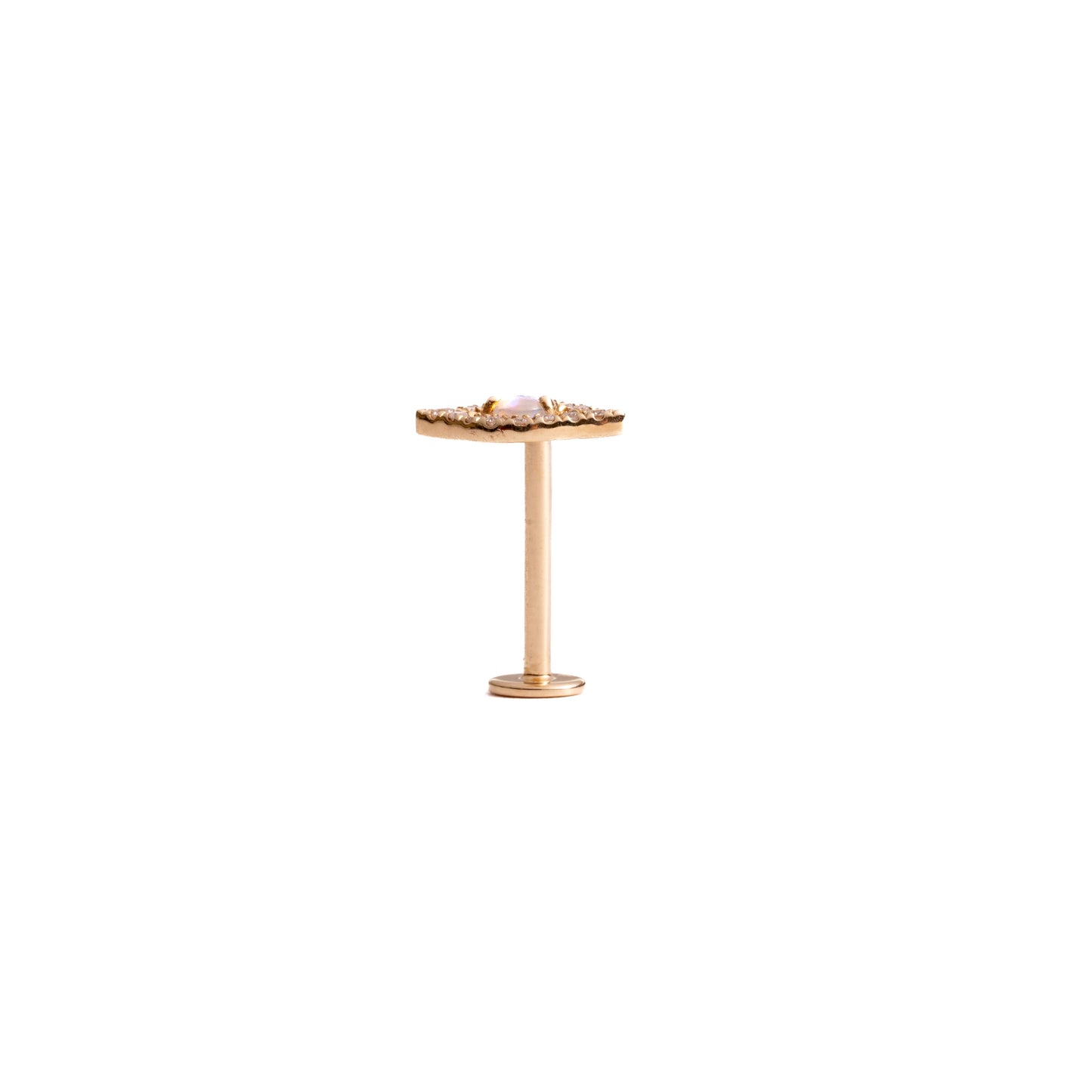 Beware in Yellow Gold - Diamond Threaded Flatback Stud