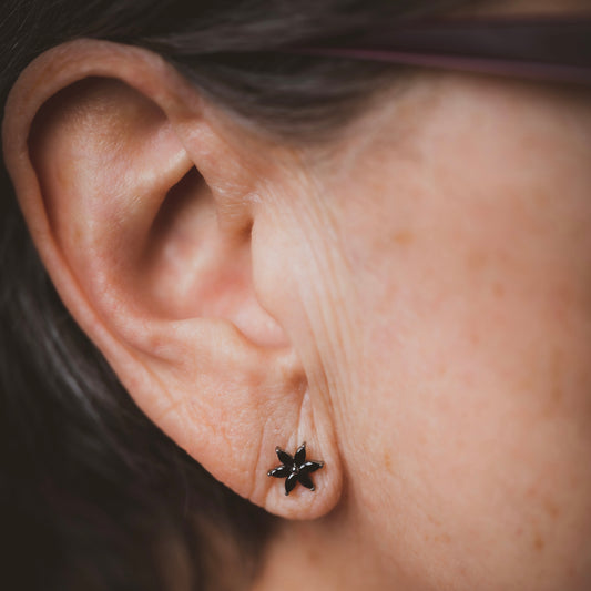 Order (In Black) – Marquise Flower Black Cubic Zirconia Threadless Flat Back Stud