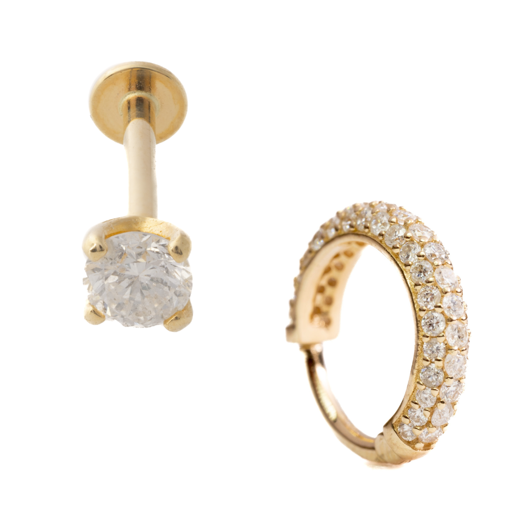 14k Flatbacks & Hoops