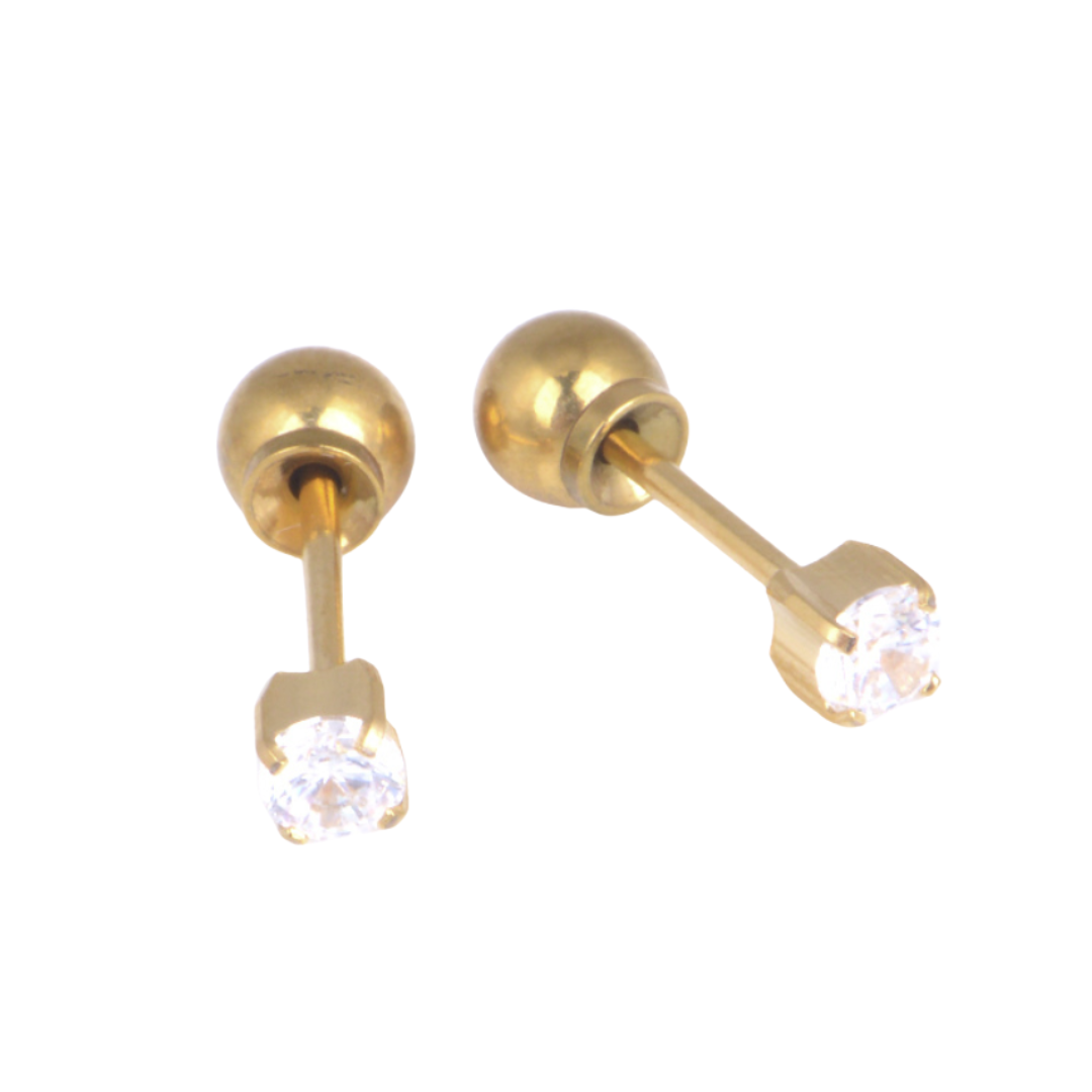 14k Gold Ball Back Studs