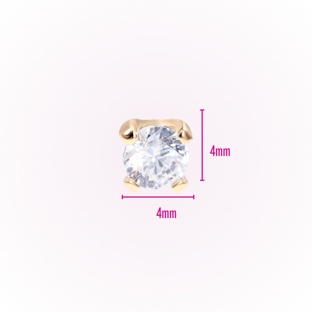 April – Cubic Zirconia Prong Set Threadless Flat Back Stud